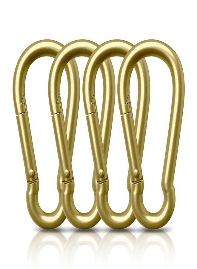 AUTMATCH Carabiner Clips, 3" Carbon Steel Spring Snap Hook Caribeener Clips Buckle Pack Grade Heavy Duty Carabiners Quick Link for Camping, Fishing, Hiking, Traveling, Gold, 4 Pack - Image 1